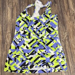 Xersion Geometric Blue and Green Tank Top